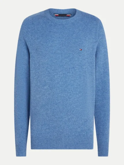 Maglione Girocollo Uomo in Lana Tommy Hilfiger Celeste Melange art. MW0MW36535 DVW