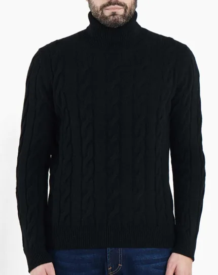 Dolcevita Filippo De Laurentiis con Trecce in Misto Lana Cashmere Finezza 7 Nero Art. DV3ML WC7T 990