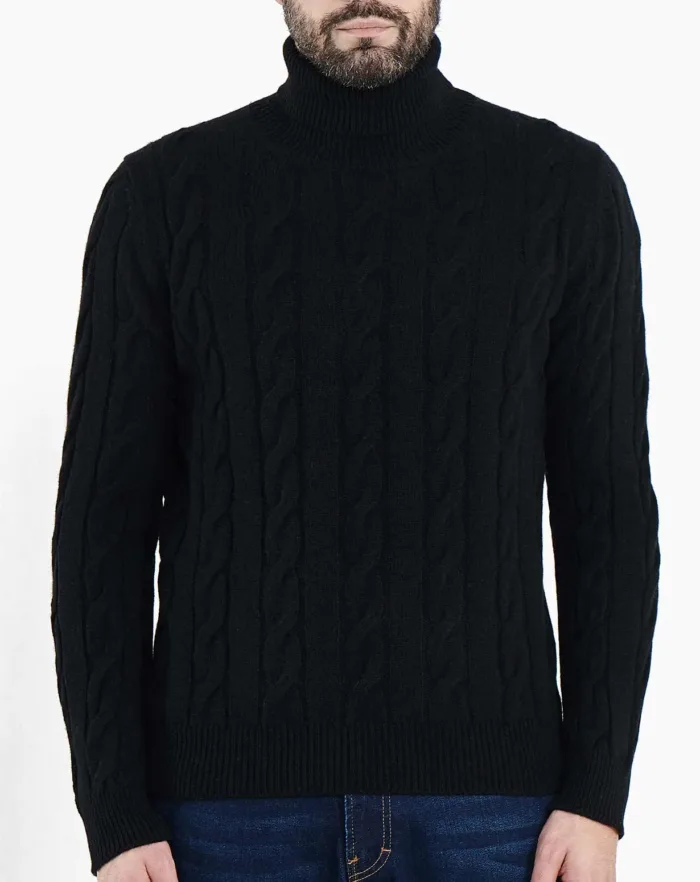 Dolcevita Filippo De Laurentiis con Trecce in Misto Lana Cashmere Finezza 7 Nero Art. DV3ML WC7T 990, foto 1 di 1