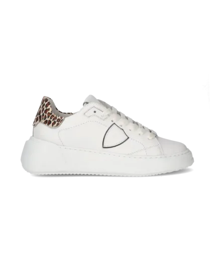 Sneakers Donna Philippe Model Temple Tres in Pelle Bianca Spoiler Maculato art. BJLD VA02
