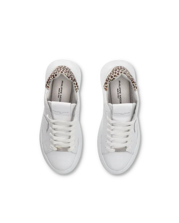 Sneakers Donna Philippe Model Temple Tres in Pelle Bianca Spoiler Maculato art. BJLD VA02, foto 4 di 6