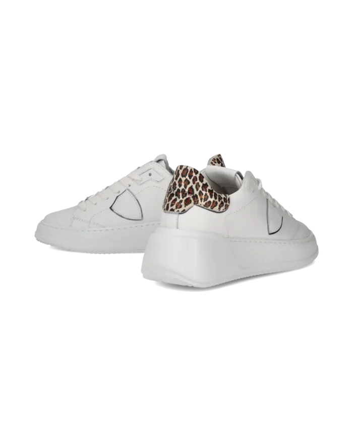 Sneakers Donna Philippe Model Temple Tres in Pelle Bianca Spoiler Maculato art. BJLD VA02, foto 6 di 6