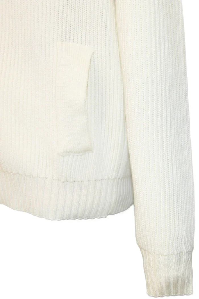 Cardigan Bluson Costa Inglese Filippo De Laurentiis in Lana Merino Latte art. BB3MLT WM7I 020, foto 2 di 3