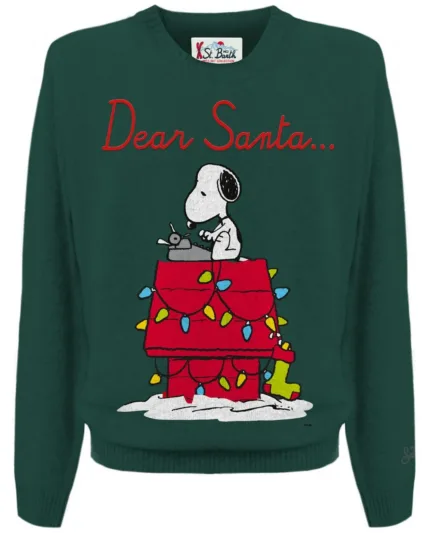 Maglione Girocollo Mc2 Saint Barth Verde art. Heron Snoopy Dear 51 EMB