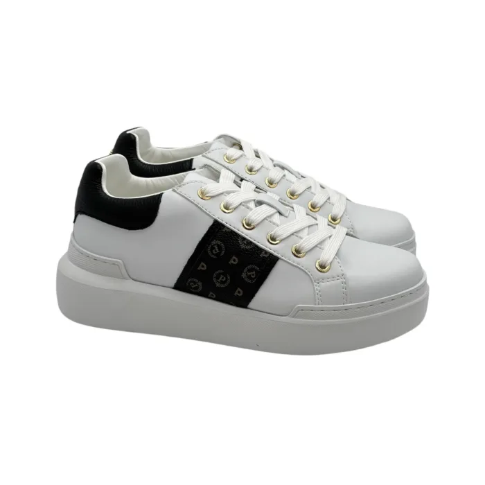 Sneaker Pollini Heritage Bianca con dettagli art. Neri TA15034G07Q1A00A, foto 2 di 5