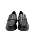 Mocassino Carmens in Pelle Nera con Borchie e Suola in Gomma H 4 cm art. Cindy Stud 54223 - immagine 3