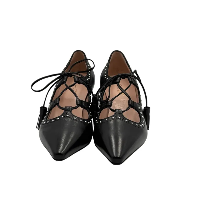 Decolletè Donna Anna F in Pelle Nero e Borchie tacco 6 cm art. 1752, foto 2 di 5