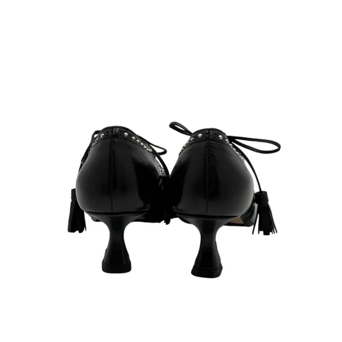 Decolletè Donna Anna F in Pelle Nero e Borchie tacco 6 cm art. 1752, foto 4 di 5