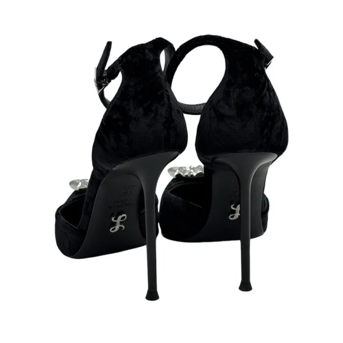 Decolletè Sergio Levantesi in Velluto Nero Tacco 10 cm art. Lamia, foto 4 di 4