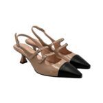 Decolletè Donna Anna F in Vernice Nude e Punta Nera tacco 6 cm art. 3776