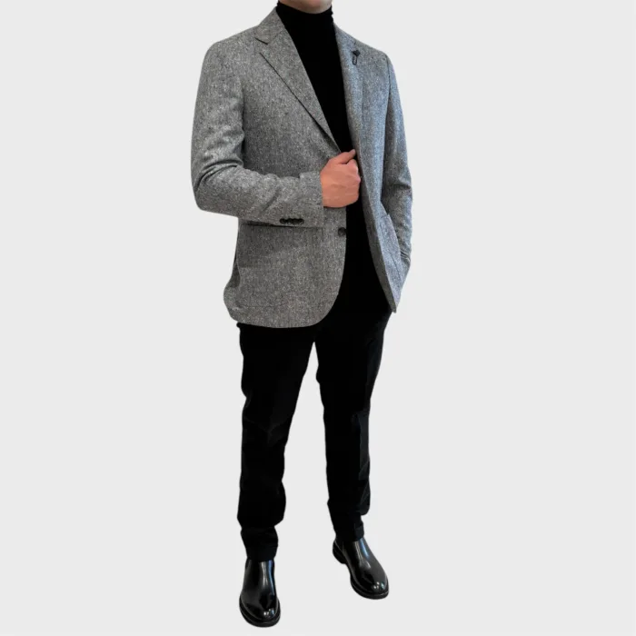 Giacca Lardini Grigia Melange Nero Art. IV528AE IVSF63502 910, foto 2 di 5