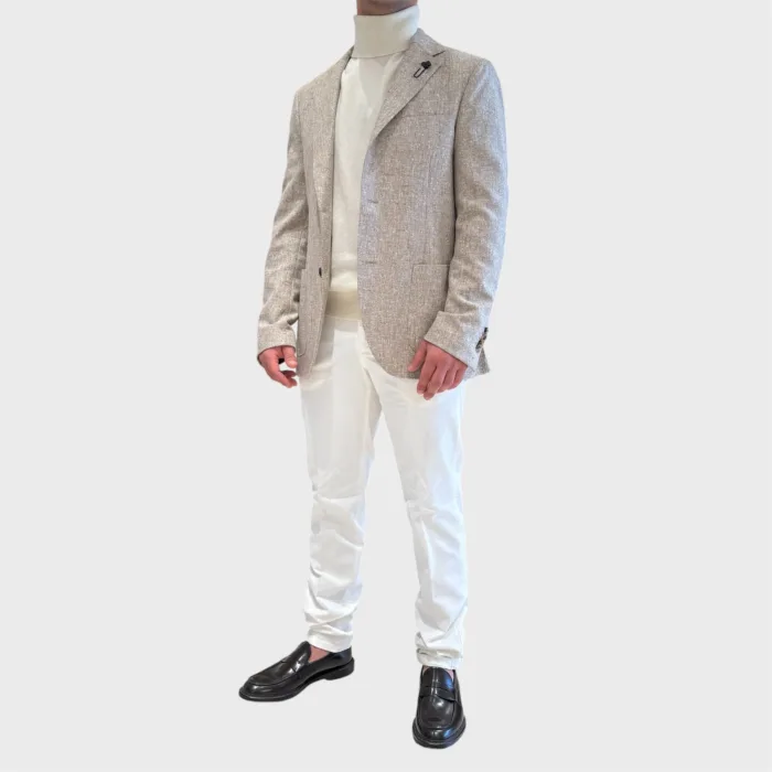 Giacca Lardini Beige Melange Testa Di Moro Art. IV528AE IVSF63502 150, foto 2 di 4