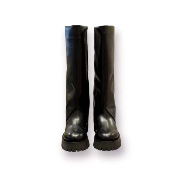 Stivale Carmens in Pelle Nera con Pelle Rovesciata Tacco 5 cm art. Kerry Skirt, foto 3 di 4