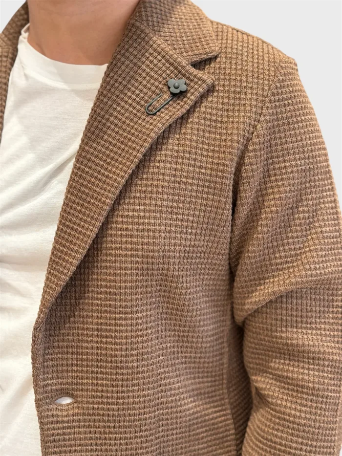 Giacca Lardini in Maglia Tramata Cammello Art. IVLJM56 IV63001 220, foto 4 di 4