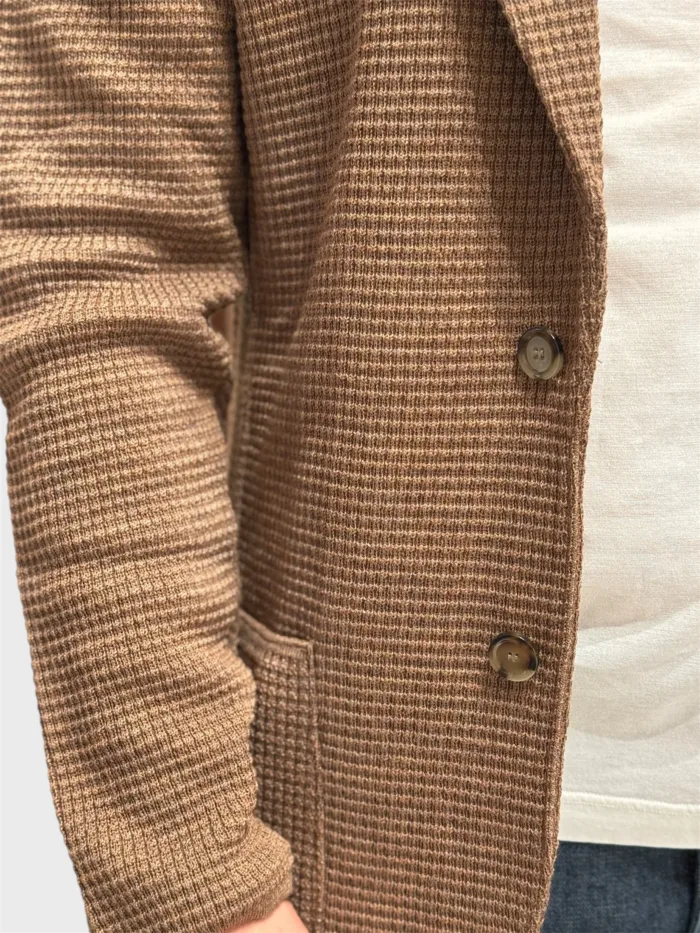 Giacca Lardini in Maglia Tramata Cammello Art. IVLJM56 IV63001 220, foto 3 di 4