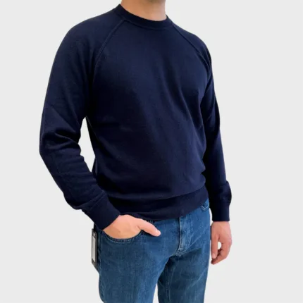 Maglione Girocollo Filippo De Laurentiis in Misto Lana Cashmere Blu art. GC1ML WC12R 890