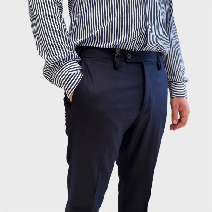 Pantaloni Tasca a Filo Michael Coal Blue in Pura Lana art. Brad 3858 Lungo, foto 2 di 3