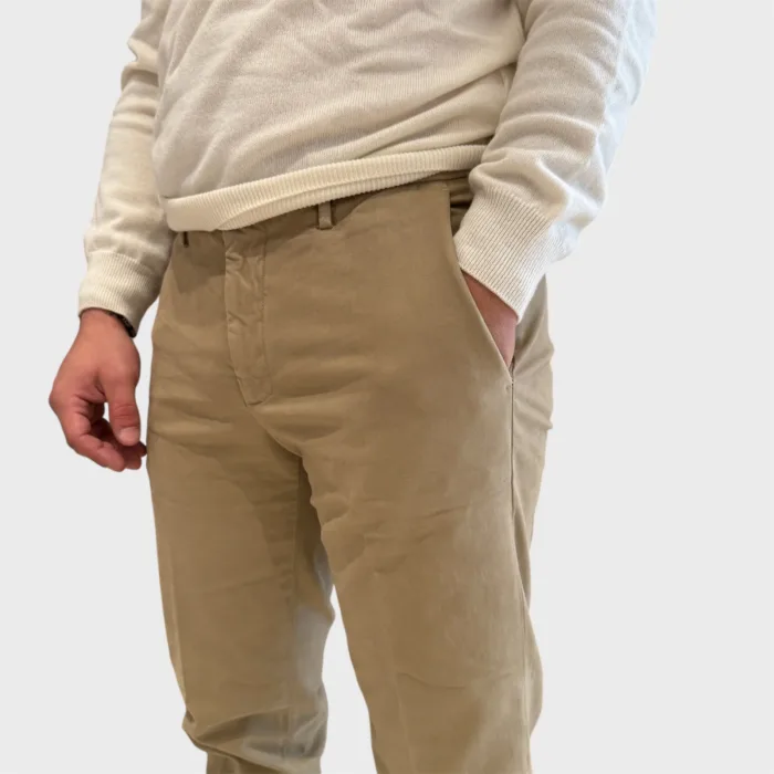 Pantaloni Tasca a Filo Michael Coal Beige art. TK America Mc-Brad 2505 Lungo, foto 2 di 3