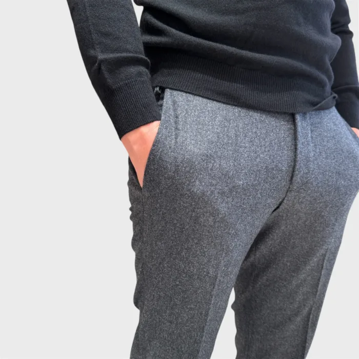 Pantaloni Tasca a Filo Michael Coal Grigio Antracite in Pura Lana art. Brad 3858 Lungo, foto 2 di 2