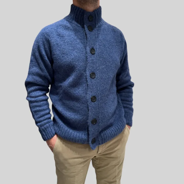 Cardigan Bluson Filippo De Laurentiis in Baby Alpaca Blu Art. BB3MLM WA5R 870, foto 1 di 2