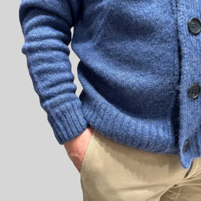 Cardigan Bluson Filippo De Laurentiis in Baby Alpaca Blu Art. BB3MLM WA5R 870, foto 2 di 2