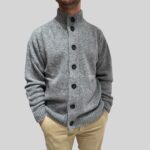 Cardigan Bluson Filippo De Laurentiis in Baby Alpaca Grigio Art. BB3MLM WA5R 930