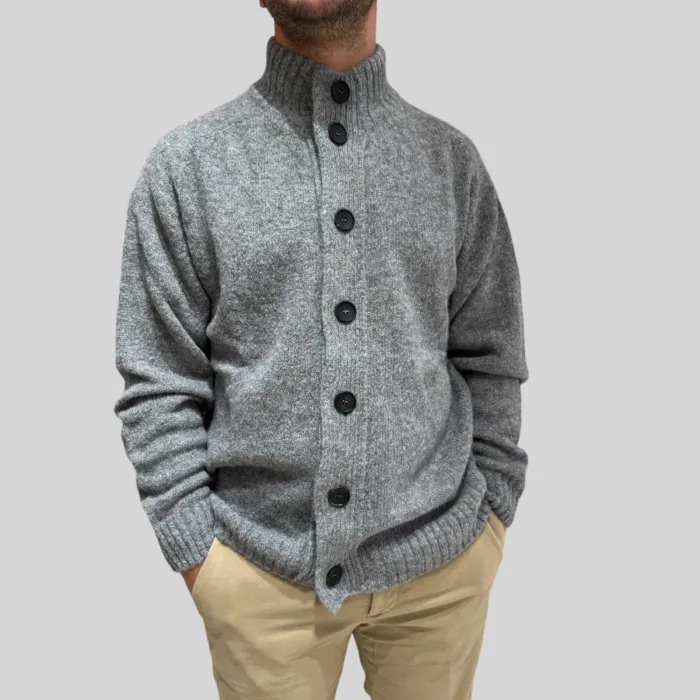 Cardigan Bluson Filippo De Laurentiis in Baby Alpaca Grigio Art. BB3MLM WA5R 930, foto 1 di 2