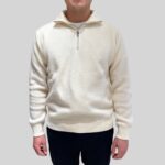 Maglione Mezza Zip Costa Inglese Filippo De Laurentiis in Misto Lana Cashmere Panna Art. MZ3ML WC7P 001