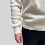 Maglione Mezza Zip Costa Inglese Filippo De Laurentiis in Misto Lana Cashmere Panna Art. MZ3ML WC7P 001 - immagine 2
