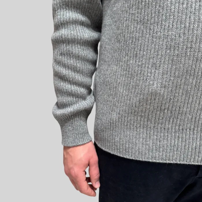 Maglione Mezza Zip Costa Inglese Filippo De Laurentiis in Misto Lana Cashmere Grigio Art. MZ3ML WC7P 940, foto 2 di 2