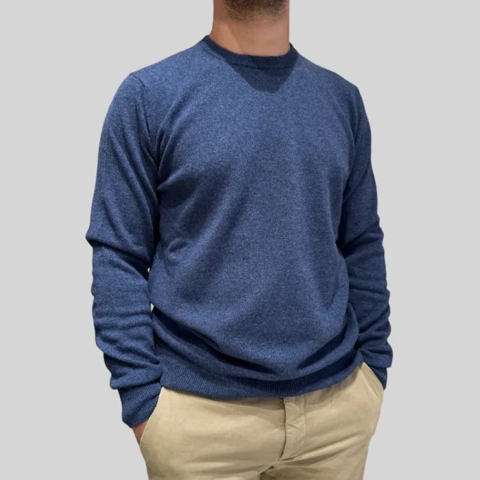Maglione Girocollo Filippo De Laurentiis in Pura Lana Cashmere Blu Indaco art. GC1MLD CA12R 870, foto 1 di 2