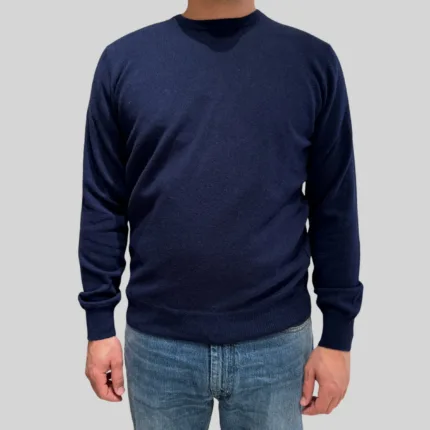 Maglione Girocollo Filippo De Laurentiis in Pura Lana Cashmere Blu art. GC1MLD CA12R 881