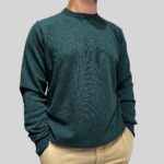 Maglione Girocollo Filippo De Laurentiis in Pura Lana Cashmere Verde Bottiglia art. GC1MLD CA12R 670