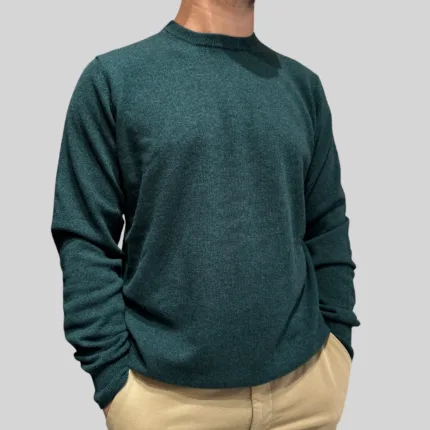 Maglione Girocollo Filippo De Laurentiis in Pura Lana Cashmere Verde Bottiglia art. GC1MLD CA12R 670