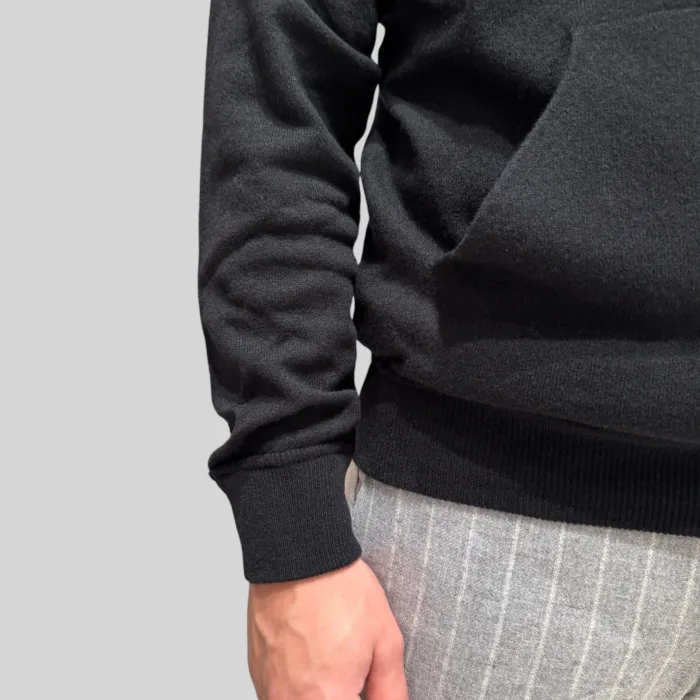Felpa In Maglia con Cappuccio E Zip Filippo De Laurentiis in Misto Lana Cashmere Nera art. FH1ML2AT WC12R 990, foto 2 di 2