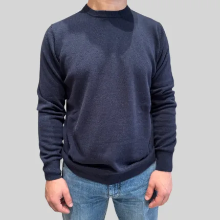 Maglione Girocollo Filippo De Laurentiis in Pura Lana Cashmere Blu Notte art. GC1MLD CA12R 890