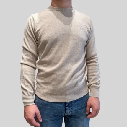 Maglione Girocollo Filippo De Laurentiis in Pura Lana Cashmere Beige art. GC1MLD CA12R 030