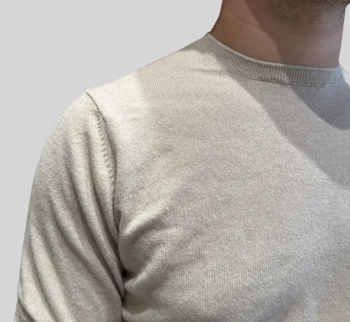 Maglione Girocollo Filippo De Laurentiis in Pura Lana Cashmere Beige art. GC1MLD CA12R 030, foto 3 di 3