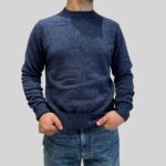 Maglione Girocollo Filippo De Laurentiis in Pura Lana Cashmere Finezza 7 Blu Indaco art. GC3ML BC7R 880