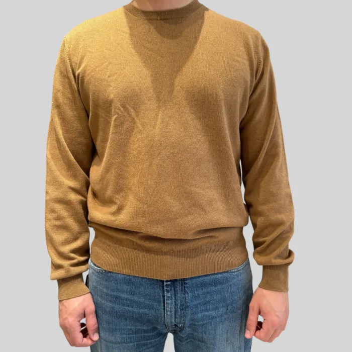 Maglione Girocollo Filippo De Laurentiis in Pura Lana Cashmere Cammello art. GC1MLD CA12R 090, foto 1 di 2