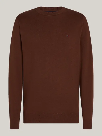 Maglione Girocollo Uomo Cotton Cashmere Tommy Hilfiger Marrone Chiaro art. MW0MW28046 GV0