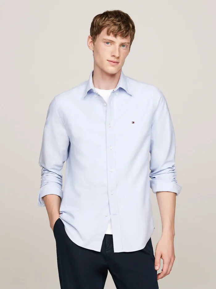 Camicia Uomo Tommy Hilfiger in Oxford Celeste Regular Fit cod MW0MW35774 C14, foto 2 di 3