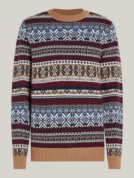 Maglione Girocollo Uomo in Lana Tommy Hilfiger Motivo Fair Isle art. MW0MW37026 0HD