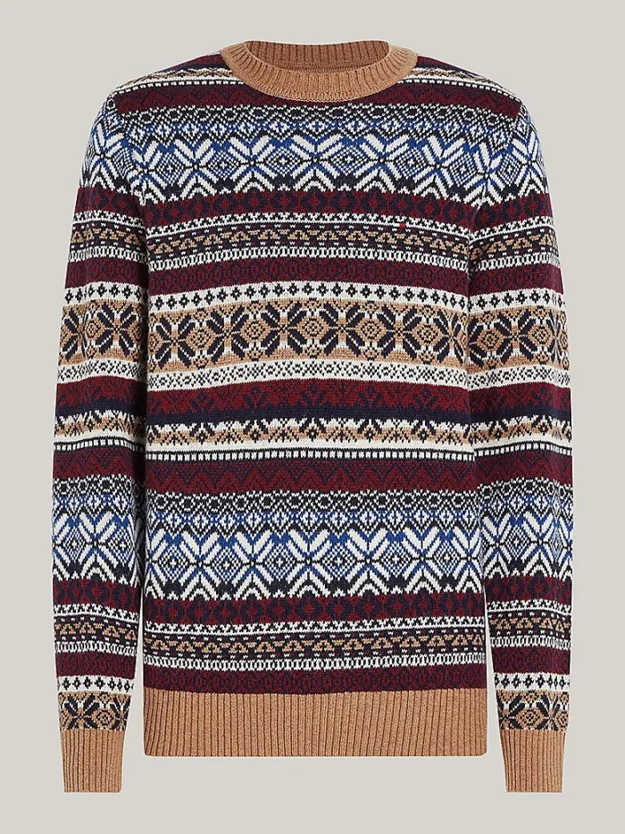 Maglione Girocollo Uomo in Lana Tommy Hilfiger Motivo Fair Isle art. MW0MW37026 0HD, foto 1 di 3