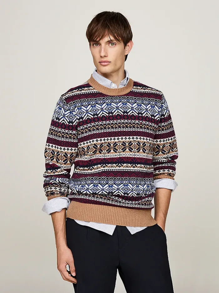 Maglione Girocollo Uomo in Lana Tommy Hilfiger Motivo Fair Isle art. MW0MW37026 0HD, foto 2 di 3