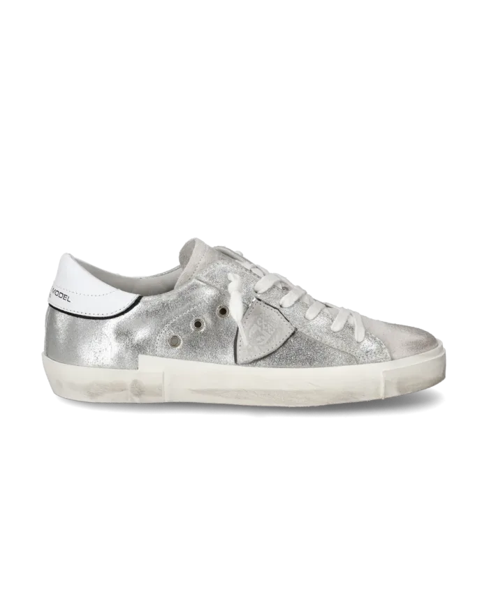 Sneakers Donna Philippe Model Paris Prsx In Pelle Laminata Argento art. PRLD MM03, foto 1 di 6
