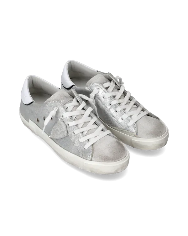 Sneakers Donna Philippe Model Paris Prsx In Pelle Laminata Argento art. PRLD MM03, foto 2 di 6