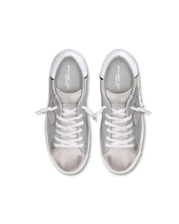 Sneakers Donna Philippe Model Paris Prsx In Pelle Laminata Argento art. PRLD MM03, foto 4 di 6
