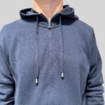 Felpa In Maglia con Cappuccio E Zip Filippo De Laurentiis in Misto Lana Cashmere Blu Notte art. FH1ML2AT WC12R 891 - immagine 3