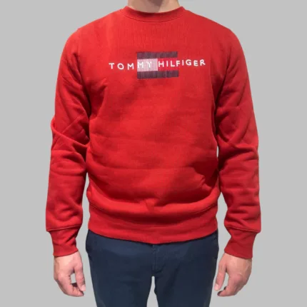 Felpa Girocollo Uomo Tommy Hilfiger Rossa in Pile art. MW0MW35541 XNN
